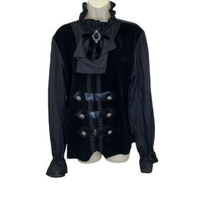 Spirit Halloween Vampire Costume Black Ruffled Victorian Shirt Men’s Medium